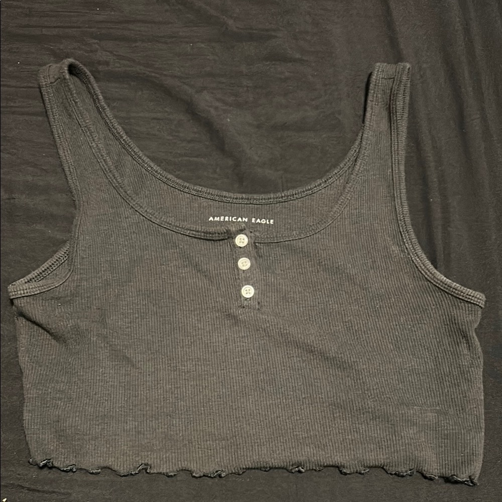 American Eagle Outfitters Gray Sleeveless Crop Tank Top